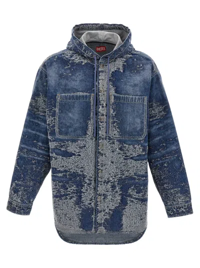 Diesel D-dewnys-hood-s Shirt And Blouse In Blue