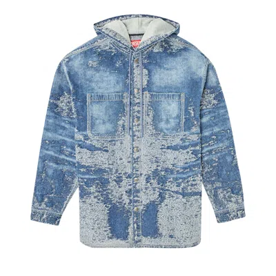 Pre-owned Diesel D-dewnys-hood-s Shirt 'denim' | Blue | Men's Size M