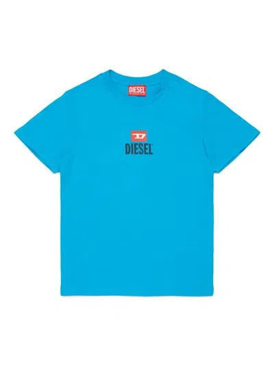 Diesel Kids' D- Logo-print T-shirt In Blue
