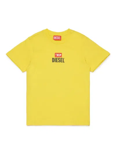 Diesel Kids' D- Logo-print T-shirt In Yellow