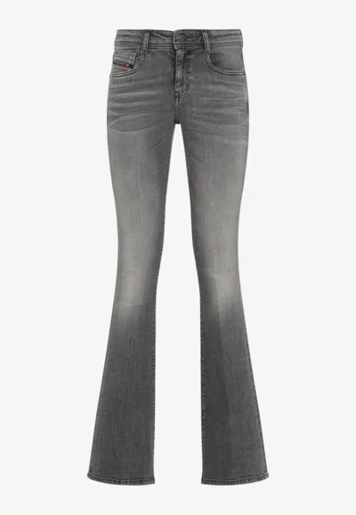 Diesel D-ebbey Bleached Flared Jeans In Gray