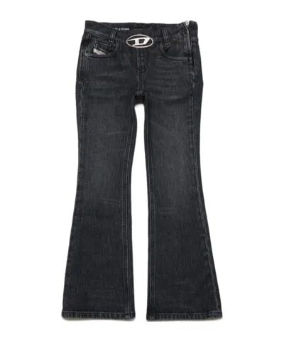 Diesel D-ebbey Logo-plaque Bootcut Jeans In Black