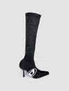 Diesel Eclipse D-eclipse Kbt Boots Black Denim Knee-high Boot With Logo - D-eclipse Kbt Boots