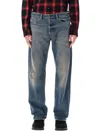Diesel Faded Blue Relaxed-fit Jeans With Distressing And Whiskering