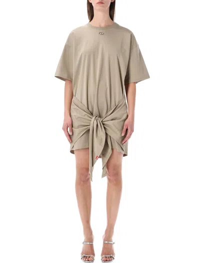 Diesel D-eivor Tie-detail Mini Dress In Neutral