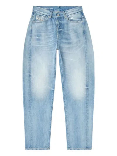 Diesel D-ellz Distressed Light-wash Jeans In Blue