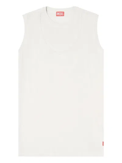 Diesel D-emb Cotton Mini Dress In Neutral