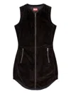Diesel D-enea Zip-front Corduroy Mini Dress In Black