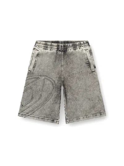 Diesel D-enny-s Track Bermuda Shorts In Grey