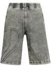 Diesel Track Denim Bermudas With Oval D In Grau