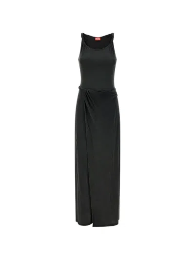 Diesel D-estiga-s1 Sleeveless Long Dress In Black