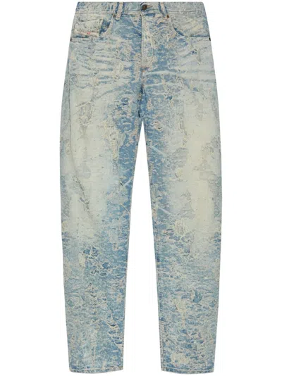 Diesel 'd-finitive' Light-blue Jeans With Worn Effect In Cotton Man