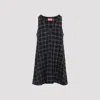 Diesel Mini Dress Checked Pattern Sleeveless V-neckline In Blue
