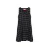 Diesel Mini Dress Checked Pattern Sleeveless V-neckline In Black