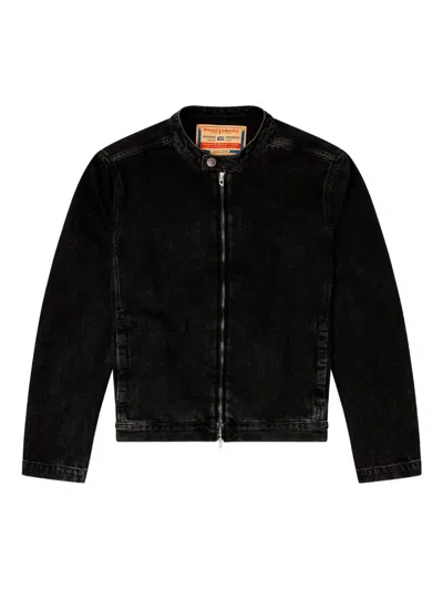 Diesel D-glory Snap-button Denim Jacket In Black