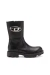Diesel D-hammer-biker Boots In Shiny Leather
