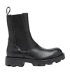 Diesel D-hammer-stivali In Pelle Con Suola Carrarmato In Black