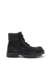 Diesel D-hammer-combat Boots In Denim And Leather In Multi