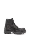Diesel D-hammer-combat Boots In Denim And Leather In Multi
