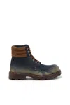 Diesel D-hammer-combat Boots In Denim And Suede In Animal Print
