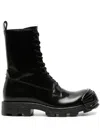 Diesel Leather Hammer Lace-up Combat Booties With Carrion Sole In Black