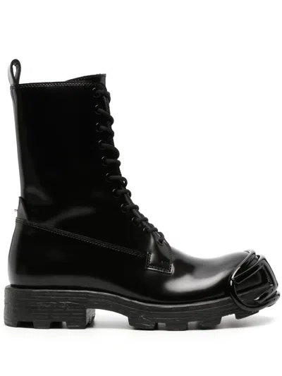 DIESEL D-HAMMER D LACE-UP LEATHER BOOTS