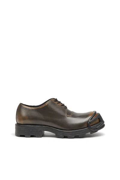 Diesel D-hammer-derby Shoes In Brushed Leather In Brown