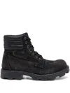 Diesel D-hammer-combat Boots In Denim And Leather In Multi