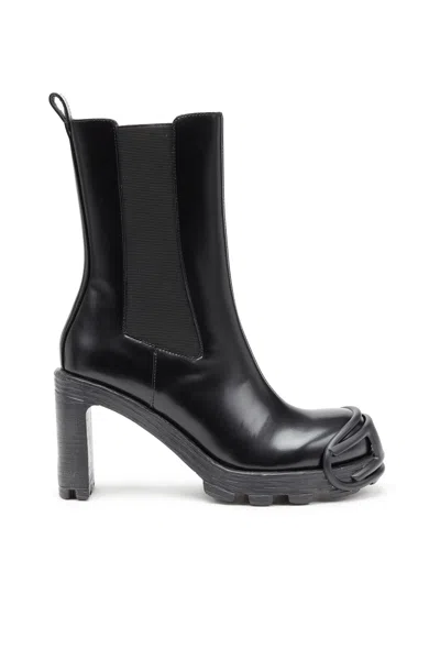 DIESEL D-HAMMER-HIGH-HEEL BOOTS WITH OVAL D PLAQUE
