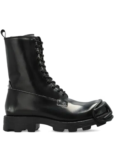 Diesel D-hammer Lace-up Toe-cap Boots In Black