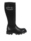 Diesel D-hammer-leather Knee-high Boots In Black