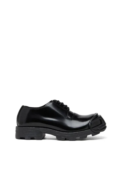 DIESEL D-HAMMER-LEATHER LACE-UP SHOES WITH OVAL D TOE CAP