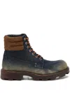 Diesel D-hammer-combat Boots In Denim And Suede In Multi