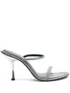 Diesel Heeled Mules In Crystal Denim In Silver
