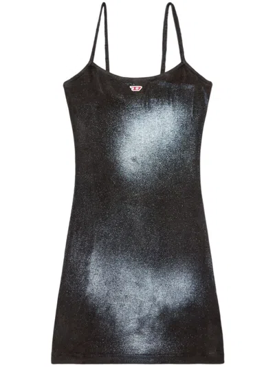 Diesel D-hopy-n2 Black Ribbed Jersey Short Dress - D Hopy N2 In Grey