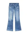 Diesel D-hush Partially Organic Cotton Flared Jeans With Back Logo Patch In Blue
