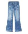 Diesel D-hush Partially Organic Cotton Flared Jeans With Back Logo Patch In Blue