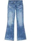Diesel D-hush Partially Organic Cotton Flared Jeans With Back Logo Patch In Blu