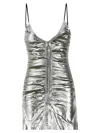 Diesel Shimmering Metallic Ruched V-neck Dress