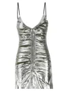 Diesel Shimmering Metallic Ruched V-neck Dress