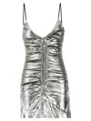 Diesel Shimmering Metallic Ruched V-neck Dress In Multicolor