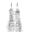 Diesel Shimmering Metallic Ruched V-neck Dress In White