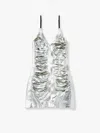 Diesel Shimmering Metallic Ruched V-neck Dress
