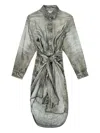 Diesel Wrap Dress In Denim-look Viscose In Green