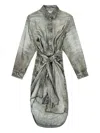 Diesel Wrap Dress In Denim-look Viscose