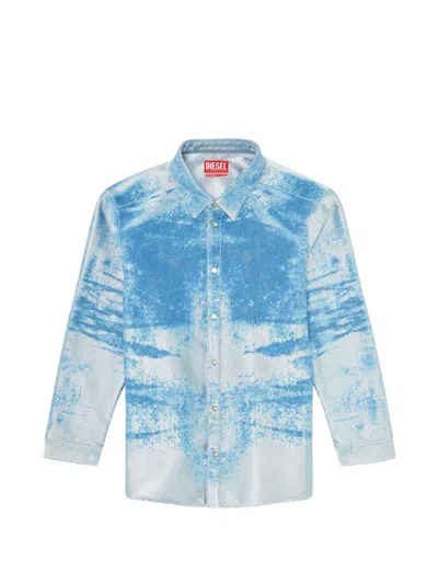 Diesel D-kelmar Denim-effect Shirt In Blue