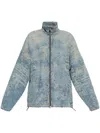 Diesel 'd-krap' Light-blue Worn Effect Jacket With Zip And Raised Collar
