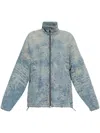 Diesel 'd-krap' Light-blue Worn Effect Jacket With Zip And Raised Collar In Blue