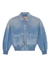 Diesel Jacket In Coloured Herringbone Denim In Blue