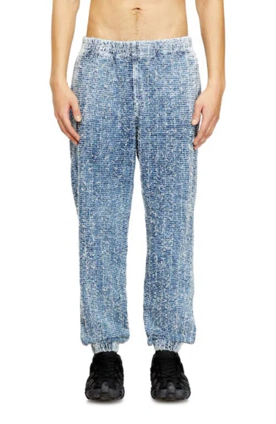 Diesel ® D-labb-s Prince Of Wales Print Bouclé Denim Joggers In Blue
